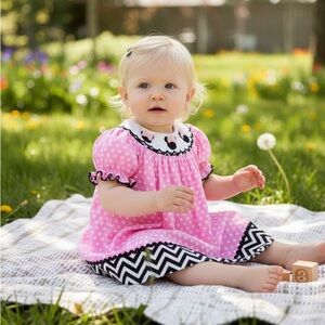 NWT Minnie Hand Smocked Bishop Pink Polka Dot Dress - 2T